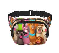 Marsupio da donna e uomo, piccolo marsupio alla moda a tracolla, leggero, con molti simpatici cani, per corsa, allenamento, escursionismo, viaggi