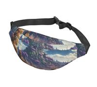 Marsupio da donna e uomo, regolabile, borsa a tracolla Fantasy Town per viaggi, nero, taglia unica, Nero , Taglia unica