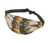Marsupio da donna e uomo, regolabile, con ananas, frutta, occhiali da sole, sabbia, spiaggia, borsa a tracolla per viaggi, nero, taglia unica, Nero , Taglia unica