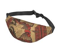 Marsupio da donna e uomo, regolabile, con illustrazione di un gallo, borsa a tracolla da viaggio, nero, taglia unica, Nero , Taglia unica