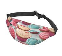 Marsupio da donna e uomo, regolabile, con motivo lecca-lecca, cupcake, ciambella, borsa a tracolla per viaggi, nero, taglia unica, Nero , Taglia unica