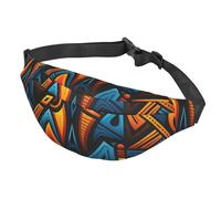 Marsupio da donna e uomo, regolabile, stile africano, con motivo tessile, borsa a tracolla per viaggi, nero, taglia unica, Nero , Taglia unica