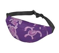 Marsupio da donna e uomo, regolabile, stile hawaiano, con tartaruga marina viola, borsa a tracolla da viaggio, nero, taglia unica, Nero , Taglia unica