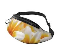 Marsupio da donna, grande borsa a tracolla, alla moda, per yoga, sotto il tramonto, da viaggio, Fiori bianchi arancioni gialli, Taglia unica