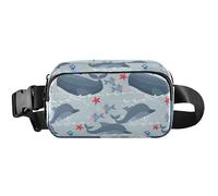 Marsupio da donna, grazioso marsupio impermeabile, con balene, delfini, azzurri, balene, delfini, azzurro, 20,3 x 13,5 x 5,8 cm, divertente, carino, balene, delfini, azzurro, 8 x 5,3 x 5,3 x, Balene