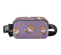 Marsupio da donna, impermeabile, antifurto, carino, con volpe viola, graziosa volpe viola, 20,3 x 13,5 x 5,8 cm, divertente e carino, viola volpe, 20,3 x 13,5 x 5,8 cm, divertente e carino, Cute Fox