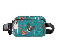 Marsupio da donna impermeabile con cane color foglia di tè, borsa a tracolla carino, colore foglia di tè, 20,3 x 13,5 x 5,8 cm, divertente, carino, cane verde acqua, 20,3 x 13,5 x 5,8 cm, divertente e