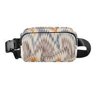 Marsupio da donna impermeabile con motivo astratto a zigzag, arancione, antifurto, per escursionismo, a zigzag, arancione, 20,3 x 13,5 x 5,8 cm, divertente, carino e astratto a zigzag arancione, 20,3