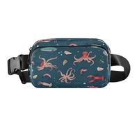 Marsupio da donna impermeabile Ocean Life Navy da donna, marsupio funky da donna, blu navy vita oceanica, 20,3 x 13,5 x 5,8 cm, divertente, carino, Ocean Life Navy, 20,3 x 13,5 x 5,8 cm, divertente e