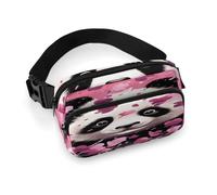 Marsupio da donna in cotone con panda rosa, impermeabile, regolabile, alla moda, casual, a tracolla, per corsa, allenamento, escursionismo, viaggi