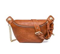 Marsupio da donna in pelle alla moda marsupio a tracolla marsupio per viaggi, corsa, passeggiate, trasporto di tutti i telefoni, portafoglio, Marrone, L-24cm, H-16cm, W-4cm, Casual
