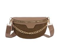 Marsupio da donna in pelle per ragazze, con strass glitterati e nappe, borsa a tracolla con rivetti, 8110+cachi, Taglia unica