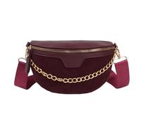 Marsupio da donna in pelle per ragazze, con strass glitterati e nappe, borsa a tracolla con rivetti, 8110+vino Rosso, Taglia unica