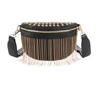Marsupio da donna in pelle per ragazze, con strass glitterati e nappe, borsa a tracolla con rivetti, 8269+oro, alla moda
