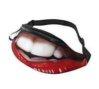 Marsupio da donna Mem Fashion Marsupio a tracolla carino grafico labbra rosse marsupio con cinturino regolabile in vita, nero, taglia unica, Nero , Taglia unica