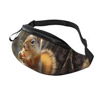 Marsupio da donna Mem Fashion Marsupio a tracolla carino scoiattolo che mangia noci marsupio con cinturino regolabile, nero, taglia unica, Nero , Taglia unica