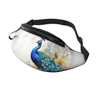 Marsupio da donna Mem Fashion Marsupio a tracolla con pavone pittura ad acquerello Marsupio con cinturino regolabile, nero, taglia unica, Nero , Taglia unica