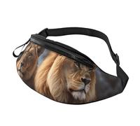 Marsupio da donna Mem Fashion Marsupio a tracolla Due leoni Marsupio con cinghia regolabile, nero, taglia unica, Nero , Taglia unica