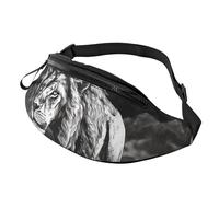 Marsupio da donna Mem Fashion Marsupio a tracolla Leone nero bianco illustrazione Marsupio con cinturino regolabile, nero, taglia unica, Nero , Taglia unica