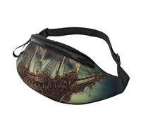 Marsupio da donna Mem Fashion Marsupio a tracolla nautico vintage vela pirata nave marsupio con cinturino regolabile in vita, nero, taglia unica, Nero , Taglia unica