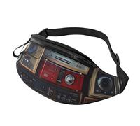 Marsupio da donna Mem Fashion Marsupio a tracolla vintage Wall of Radio Boombox Marsupio con cinghia regolabile, nero, taglia unica, Nero , Taglia unica