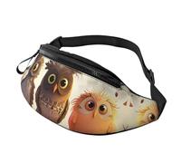 Marsupio da donna Mem Fashion Marsupio Crossbody Gufi Uccelli Cintura Borsa con Cinghia Regolabile Marsupio Nero, Taglia Unica, Nero , Taglia unica