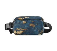 Marsupio da donna per affari, motivo: mappa avventura, colore blu, con tracolla regolabile, per viaggi, palestra, lavoro, rigonfiamento in vita