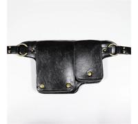 Marsupio da donna regolabile in stile punk medievale in pelle PU, motociclista, cintura for fianchi, marsupio sportivo retrò esterno, tasca Per Cosplay Mascherato(Black)
