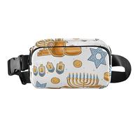 Marsupio da donna, stile Hanukkah, stile cartone animato, bianco, con cintura, impermeabile, stile Hanukkah bianco, 20,3 x 13,5 x 5,8 cm, divertente, carino, cartone animato Hanukkah bianco, 20,3 x