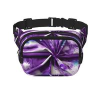 Marsupio da donna viola con stampa floreale tie dye per tutti i giorni marsupio per viaggi all'aperto corsa caccia per adulti, nero, Taglia unica