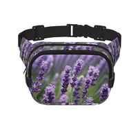 Marsupio da donna viola lavanda floreale stampa floreale marsupio per tutti i giorni marsupio per viaggi all'aperto corsa caccia per adulti, nero, Taglia unica