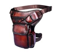 Marsupio Da Gamba, Marsupio Moto Borsa a tracolla casual da uomo in pelle alla moda a con design viaggio for gamba a goccia(Wine)