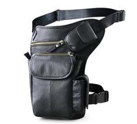 Marsupio Da Gamba Per Moto Leather Design Men Vintage Small Belt Messenger Bag Waist Pack Drop Leg Bag Pouch(Black)