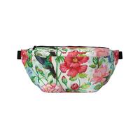 Marsupio da giardino con stampa di uccelli e fiori, regolabile, leggero, da viaggio, per passeggiate, ciclismo, escursionismo, viaggi