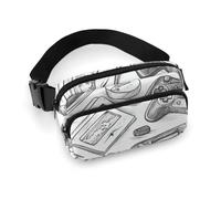 Marsupio da gioco monocromatico in stile schizzo per donne e uomini, borsa casual regolabile per viaggi, sport, escursionismo, bianco, 20,1 x 13 cm, bianco, 7.9x5.1inches