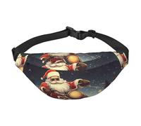 Marsupio da motociclista con Babbo Natale, per uomo e donna, alla moda, borsa a tracolla con tracolla regolabile, impermeabile, per viaggi, escursionismo, sport, nero, uno, Nero , Taglia unica