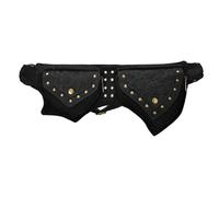 Marsupio da motociclista punk for donna, borsa a tracolla retrò medievale con rivetti e fibbie in metallo, marsupio in tessuto(Svart)