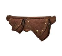 Marsupio da motociclista punk for donna, borsa a tracolla retrò medievale con rivetti e fibbie in metallo, marsupio in tessuto Astuccio Fantasy(Bruin)