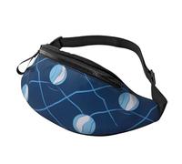 Marsupio da pallavolo blu alla moda casual - Marsupio regolabile, marsupio per donne e uomini - resistente, leggero, sicuro con cerniera per escursioni, viaggi e attività all'aperto, Grafica 3D,