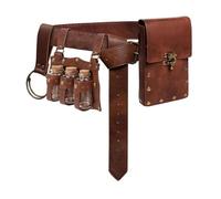 Marsupio da pirata, stile gotico, con bottiglia, in finta pelle, stile rinascimentale, per feste a tema, accessori steampunk, Marrone, One Size (3 Bottle), Retro