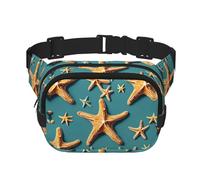 Marsupio da spiaggia con stampa di stelle marine alla moda marsupio a strato quadrato nero con cinghia regolabile, nero, Taglia unica