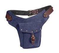 Marsupio da trekking grande vintage medievale marsupio in pelle piccola borsa in pelle sportiva equitazione hip fanny vita da donna leggings a vita alta pacchetto, Blu, Taglia unica