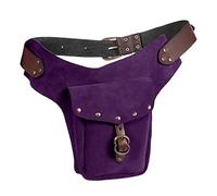 Marsupio da trekking grande vintage medievale marsupio in pelle piccola borsa in pelle sportiva equitazione hip fanny vita da donna leggings a vita alta pacchetto, Viola, Taglia unica