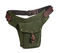 Marsupio da trekking grande vintage medievale marsupio in pelle piccola borsa in pelle sportiva equitazione hip fanny vita da donna leggings a vita alta pacchetto, Verde, Taglia unica