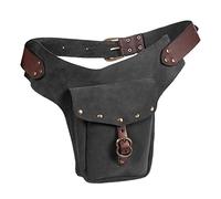 Marsupio da trekking grande vintage medievale marsupio in pelle piccola borsa in pelle sportiva equitazione hip fanny vita da donna leggings a vita alta pacchetto, Grigio, Taglia unica