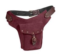 Marsupio da trekking grande vintage medievale marsupio in pelle piccola borsa in pelle sportiva equitazione hip fanny vita da donna leggings a vita alta pacchetto, Rosso, Taglia unica
