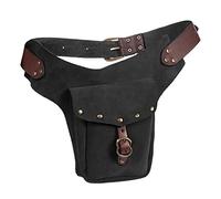 Marsupio da trekking grande vintage medievale marsupio in pelle piccola borsa in pelle sportiva equitazione hip fanny vita da donna leggings a vita alta pacchetto, Nero , Taglia unica