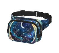 Marsupio da uomo alla moda a tracolla, marsupio da donna, design circolare con luna zodiacale, Multicolore, Taglia unica, Cintura per soldi