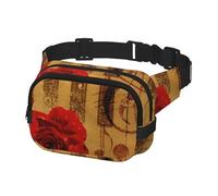 Marsupio da uomo alla moda a tracolla marsupio per le donne Marsupio astratto grunge rose e note musicali