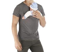 Marsupio da uomo, calmo, a maniche corte, a canguro, con scollo a V, maglietta regolabile, con grandi tasche, funzionale, progettato per uomo, grigio., XL